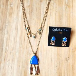 Ophelia Roe Gold tone necklace and earring set costume jewelry